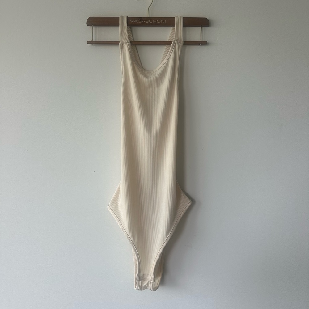 SHEIN Cream Cross-Back Bodysuit